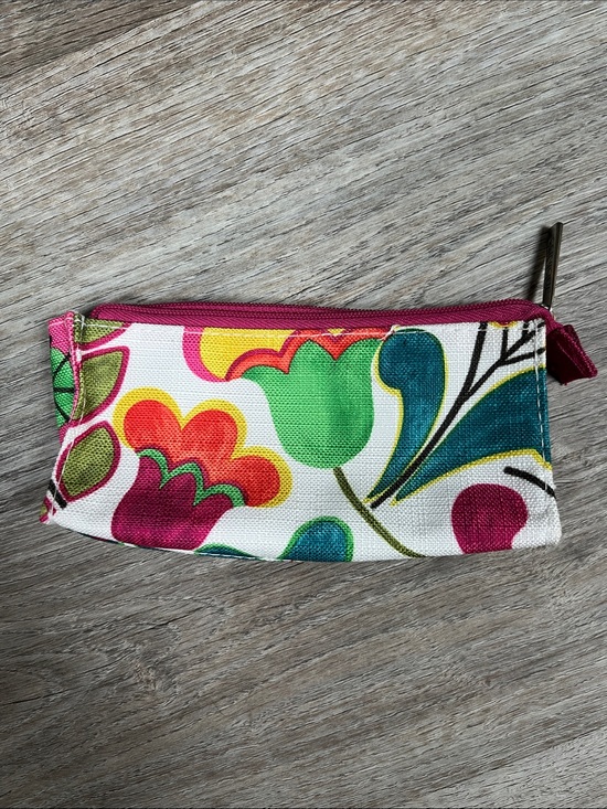 Clinique Handbags - Clinique Multicolor Floral Canvas Cosmetic Pouch - Pink Zipper